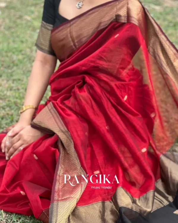 Red_And_Black_Premium_Cotton_Silk_Saree_With_Classy_Blouse_and_tassels