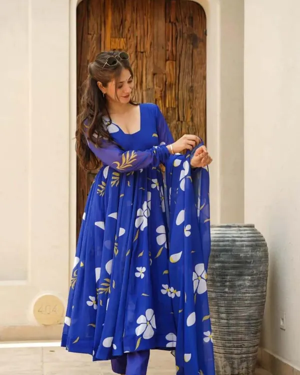 Navy_Blue_Pure_Georgette_One_Piece_Gown_Fully_Stitched_-_Gown_Ready_To_Wear_For_Women
