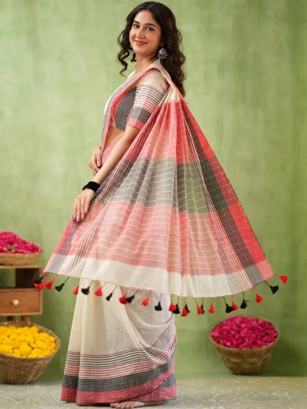 Ivory_Mulmul_Cotton_Saree_with_Pink_&_Black_Striped_Pallu_&_Matching_Ivory_Blouse_Piece