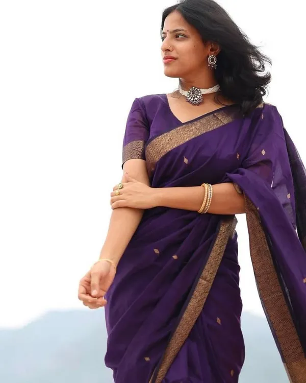 Purple_Color_Premium_Cotton_Silk_Saree_With_Classy_Blouse