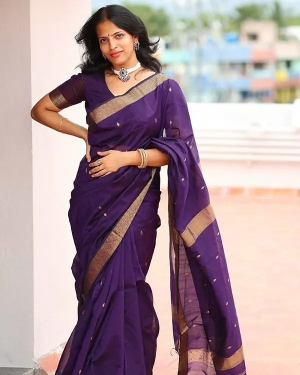 Purple_Color_Premium_Cotton_Silk_Saree_With_Classy_Blouse