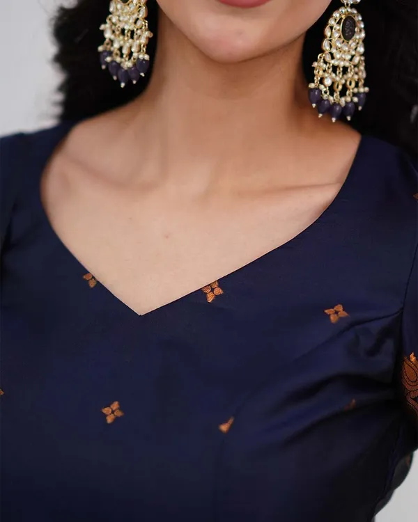 Navy_Blue_Silk_Salwar_With_Duppata__Bottom_For_Women