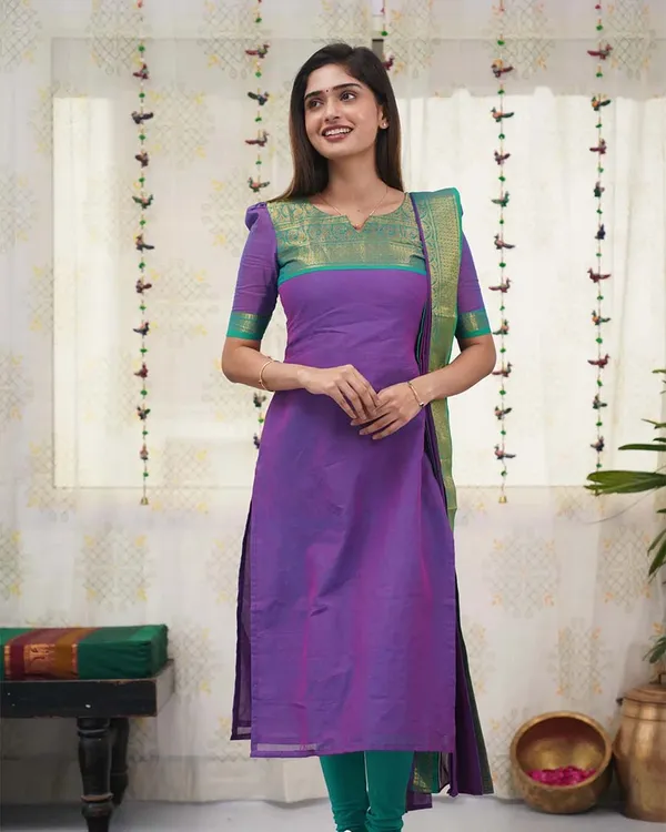 Purple_Cotton_Salwar_With_Dupatta_For_Women