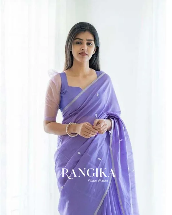 Lavender_Color_Cotton_Silk_Saree_With_Blouse_Piece