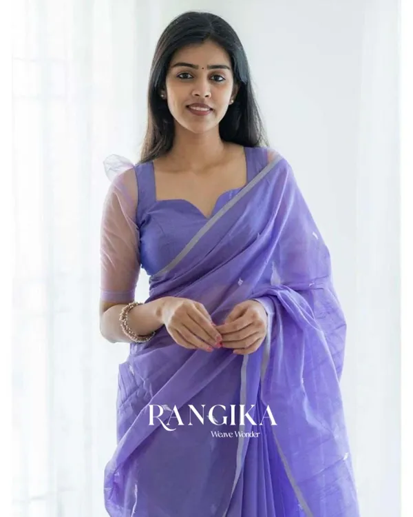 Lavender_Color_Cotton_Silk_Saree_With_Blouse_Piece