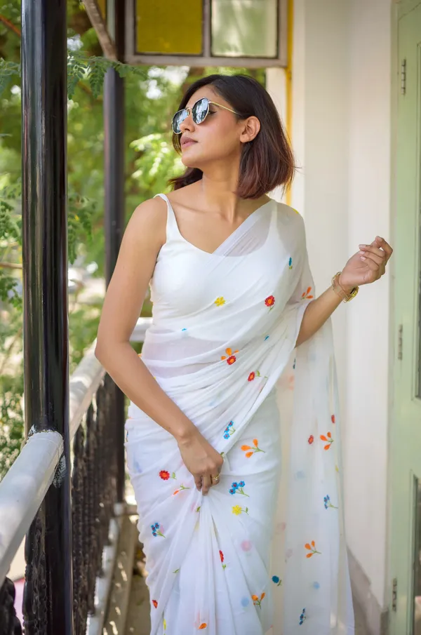 White_Soft_Mulmul_Cotton_Saree_with_Colorful_Floral_Embroidery,_with_Blouse_Piece