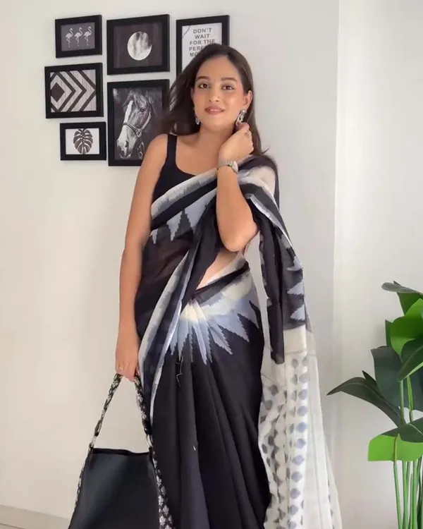 Midnight_Snow_-_Black_Saree_with_White_Accent_Border_and_Black_Blouse