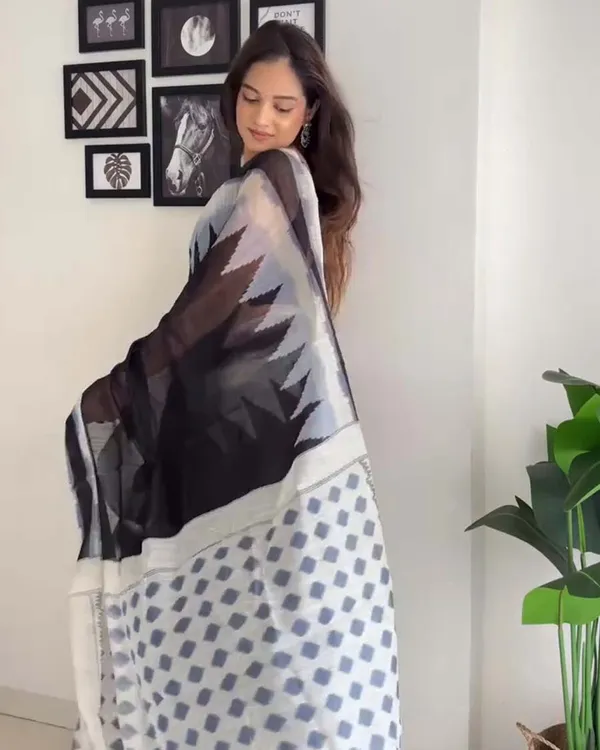 Midnight_Snow_-_Black_Saree_with_White_Accent_Border_and_Black_Blouse