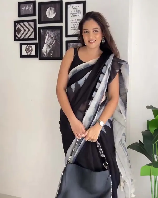 Midnight_Snow_-_Black_Saree_with_White_Accent_Border_and_Black_Blouse