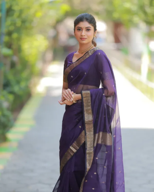 Navy_Blue_Color_Premium_Cotton_Silk_Saree_With_Classy_Blouse
