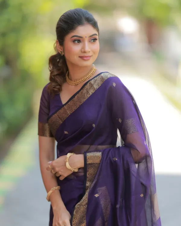 Navy_Blue_Color_Premium_Cotton_Silk_Saree_With_Classy_Blouse
