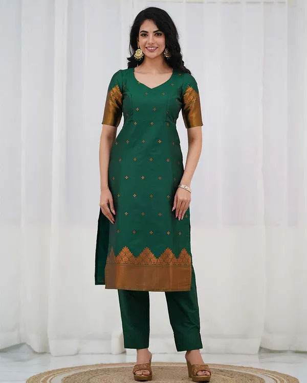 Green_Silk_Salwar_With_Duppata__Bottom_For_Women