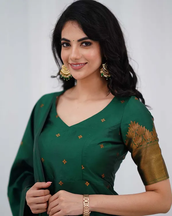 Green_Silk_Salwar_With_Duppata__Bottom_For_Women