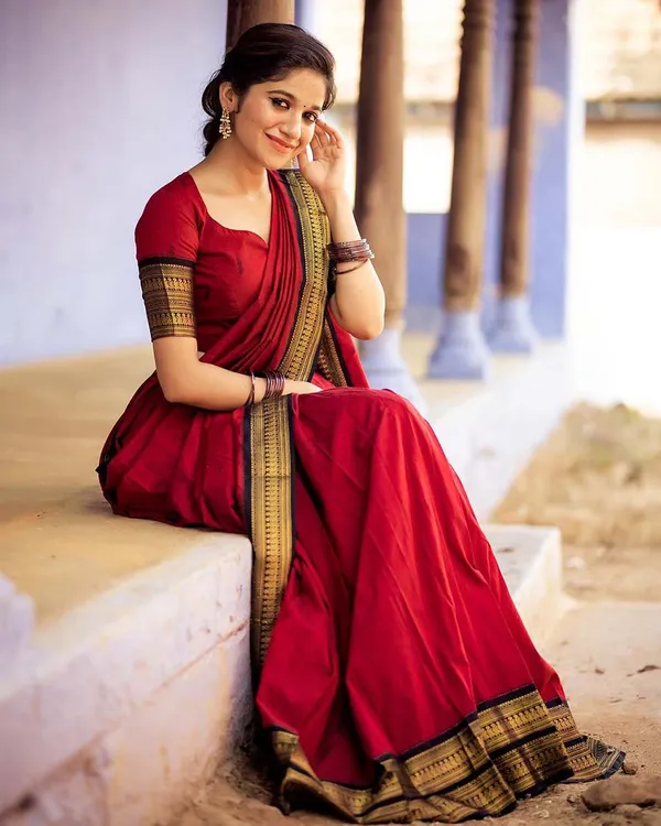 Red_Kanchipuram_Zari_Weaving_Half_Saree_With_Blouse___Silk_Dupatta
