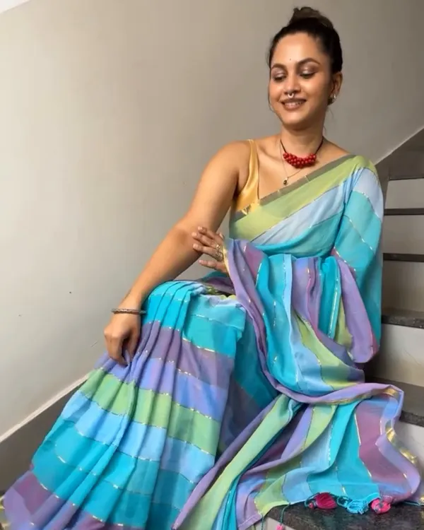 Megha_Kamal_-_Blue_&_Pink_Multi-Stripe_Saree_with_Blouse_Piece