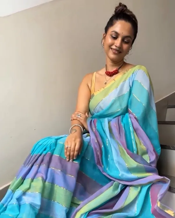 Megha_Kamal_-_Blue_&_Pink_Multi-Stripe_Saree_with_Blouse_Piece