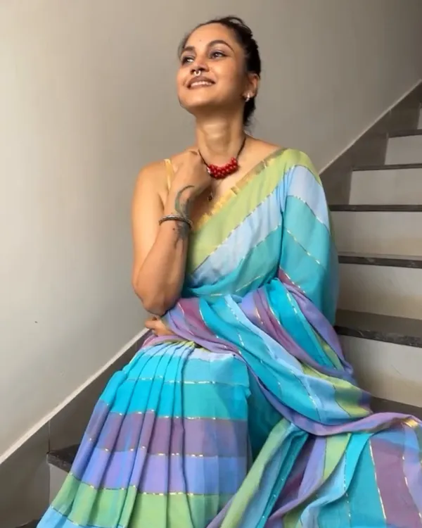 Megha_Kamal_-_Blue_&_Pink_Multi-Stripe_Saree_with_Blouse_Piece