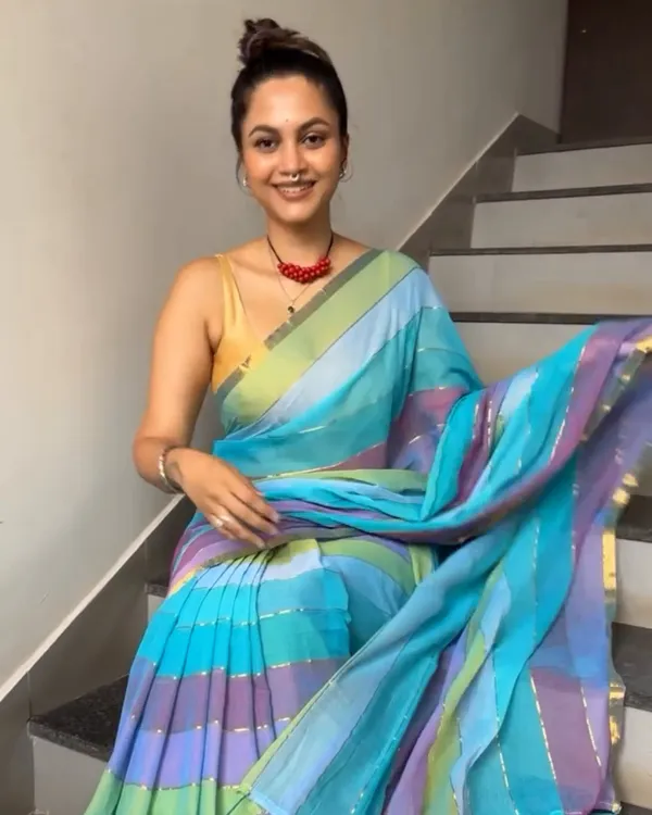 Megha_Kamal_-_Blue_&_Pink_Multi-Stripe_Saree_with_Blouse_Piece