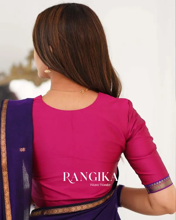 Navy_Blue_Color_Premium_Cotton_Silk_Saree_With_Classy_Blouse_and_tassels