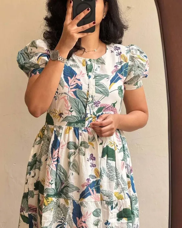 Multipure_Cotton_One_Piece_Dress_Fully_Stitched_-_Floral_Print_Design_Ready_To_Wear_For_Women_For_Women
