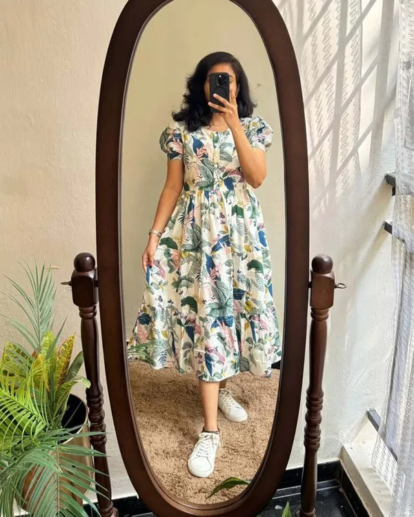 Multipure_Cotton_One_Piece_Dress_Fully_Stitched_-_Floral_Print_Design_Ready_To_Wear_For_Women_For_Women