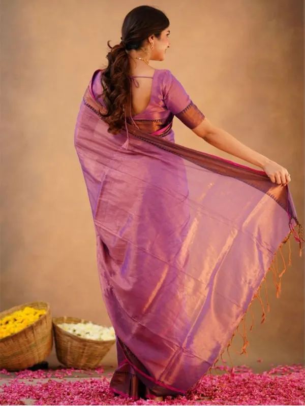 Lavender_Tissue_Cotton_Saree_with_Copper_Border_&_Blouse_Piece