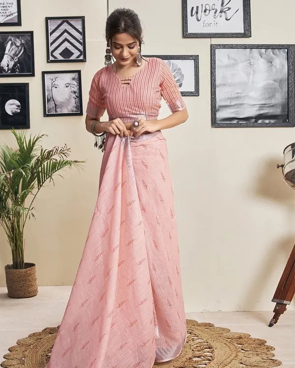 Pink_Color_1_-_Minute_Ready_to_Wear_Mulmul_Cotton_Saree_with_Blouse_Piece