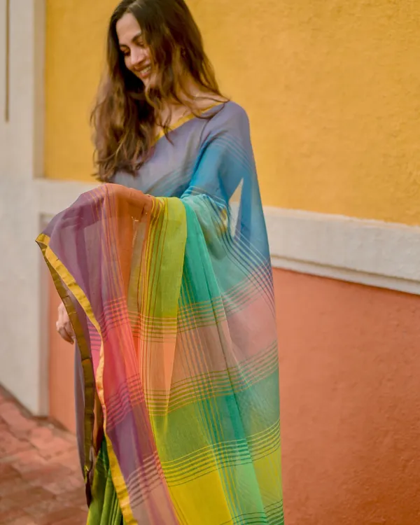 Prism_Trail_-_Multicolor_Striped_Rainbow_Saree_with_Blouse_Piece