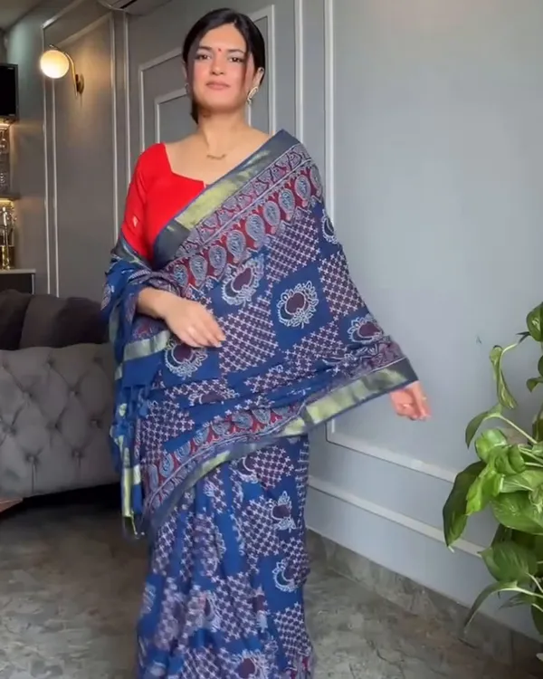 Ocean_Flame_-_Navy_Blue_Linen_Saree_with_Fiery_Red_Blouse