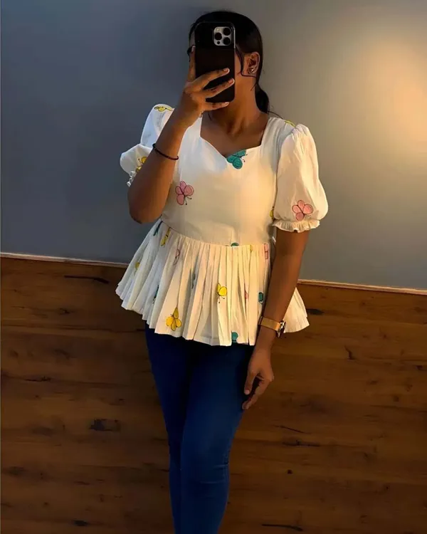 White_Cotton_One_Piece_Dress_Fully_Stitched_-_Butterfly_Ready_To_Wear_For_Women