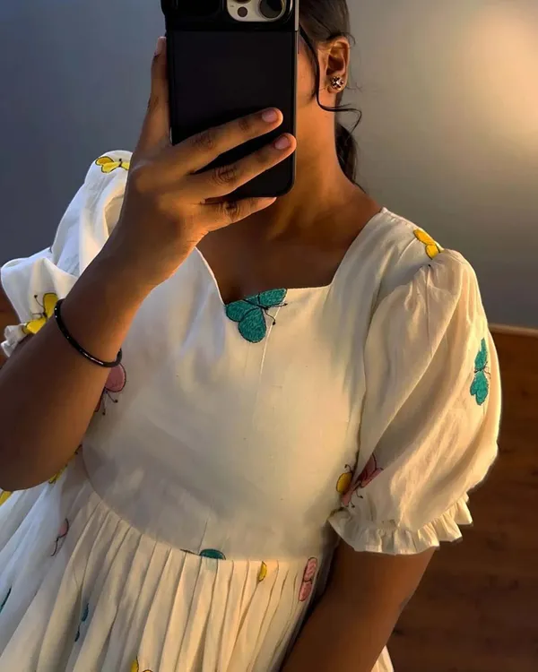 White_Cotton_One_Piece_Dress_Fully_Stitched_-_Butterfly_Ready_To_Wear_For_Women