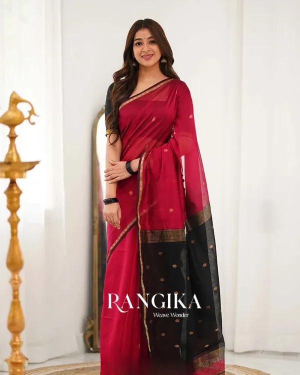 Red_Color_Premium_Cotton_Silk_Saree_With_Classy_Blouse_and_tassels