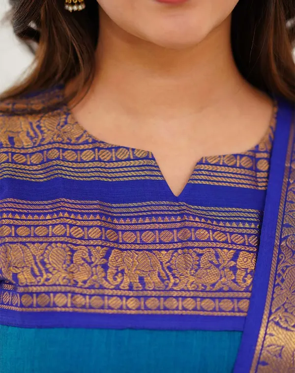 Blue_Cotton_Salwar_With_Dupatta_For_Women