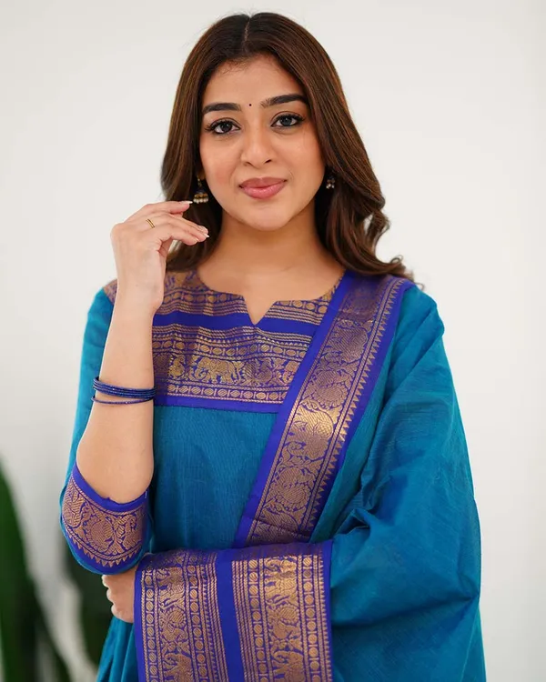 Blue_Cotton_Salwar_With_Dupatta_For_Women