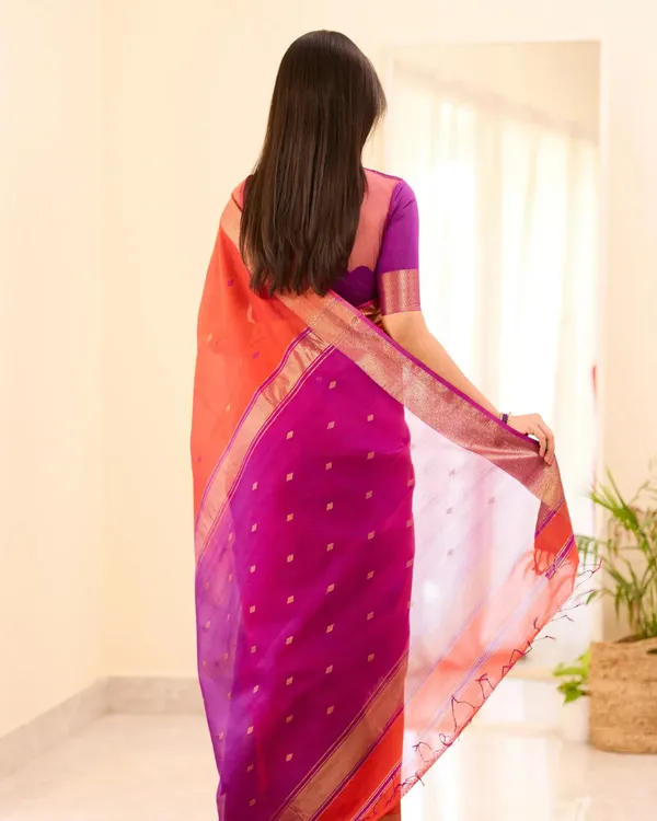 Orange_Color_Premium_Cotton_Silk_Saree_With_Classy_Blouse