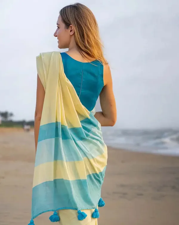 Ocean_Sun_-_Blue_&_Yellow_Linen_1-Minute_Ready_to_Wear_Saree_with_Blue_Blouse_Piece