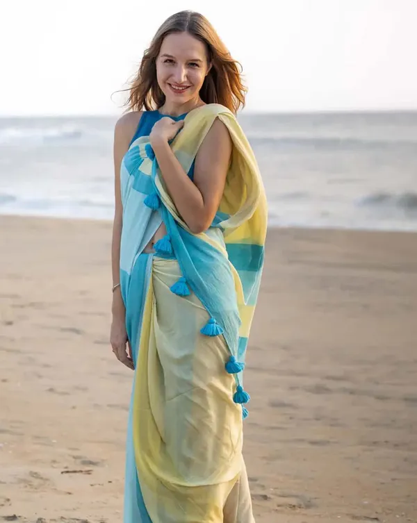 Ocean_Sun_-_Blue_&_Yellow_Linen_1-Minute_Ready_to_Wear_Saree_with_Blue_Blouse_Piece