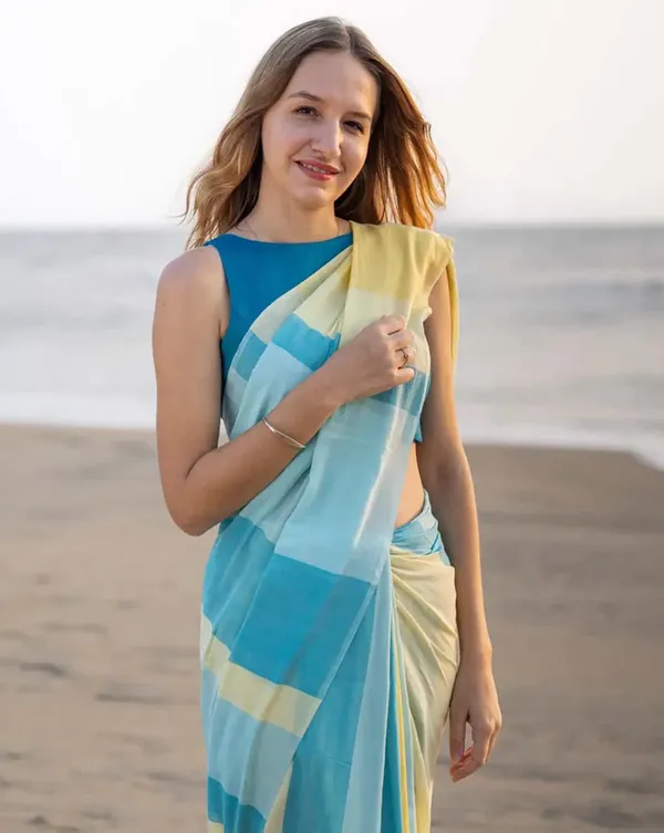 Ocean_Sun_-_Blue_&_Yellow_Linen_1-Minute_Ready_to_Wear_Saree_with_Blue_Blouse_Piece
