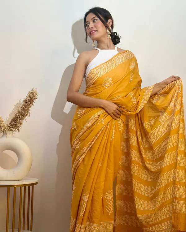 Yellow_Color_1_Minute_Ready_To_Wear_Mulmul_Cotton_Digital_Printed_Saree_With_Pocket