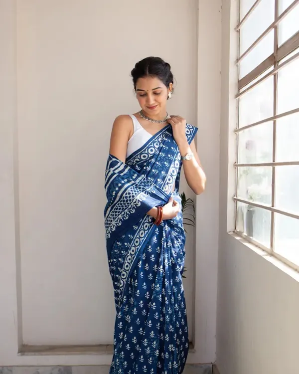 Blue_Color_1_-_Minute_Ready_to_Wear_Mulmul_Cotton_Saree_with_Blouse_Piece