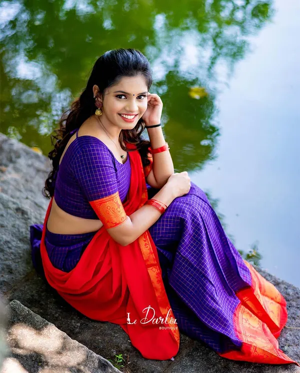 Navy_Blue_And_Pink_Kanchipuram_Zari_Weaving_Half_Saree_With_Blouse___Silk_Dupatta
