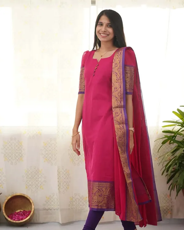 Pink_Cotton_Salwar_With_Dupatta_For_Women