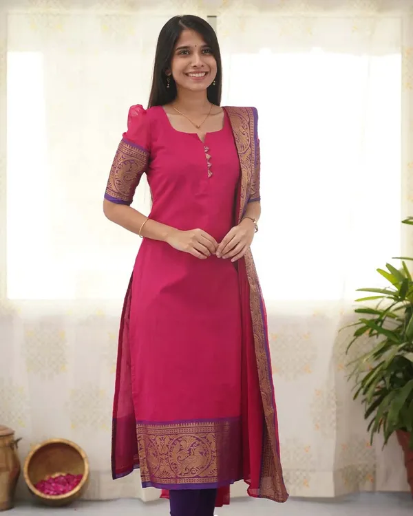 Pink_Cotton_Salwar_With_Dupatta_For_Women