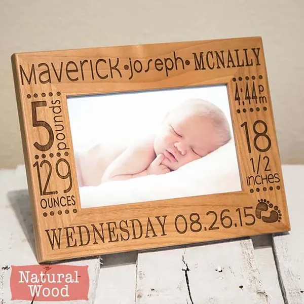 Customizable_Name_&_Date_Frame_For_1St_Birthday_|_Engraved_On_Wood