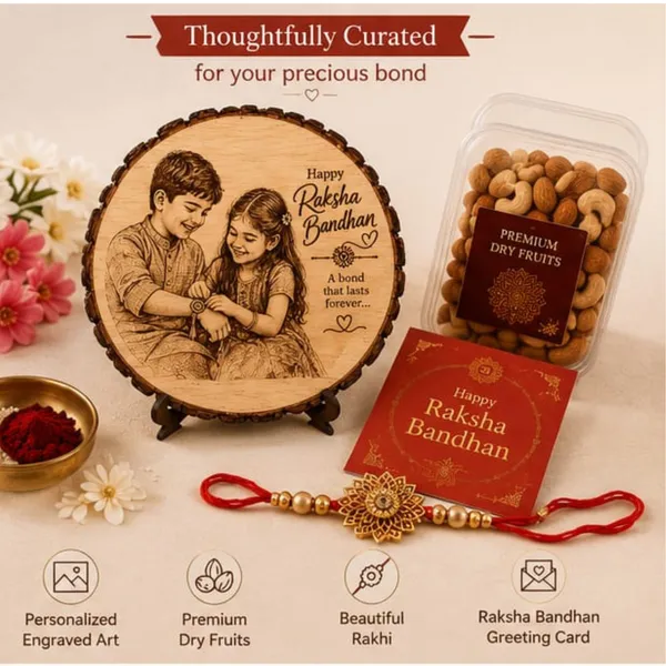 Premium_Personalized_Raksha_Bandhan_Gift_Hamper_for_Brother_&_Sister_|_Custom_Engraved_Wooden_Photo_Frame_with_Premium_Dry_Fruits,_Designer_Rakhi,_Greeting_Card_&_Reusable_Jute_Bag