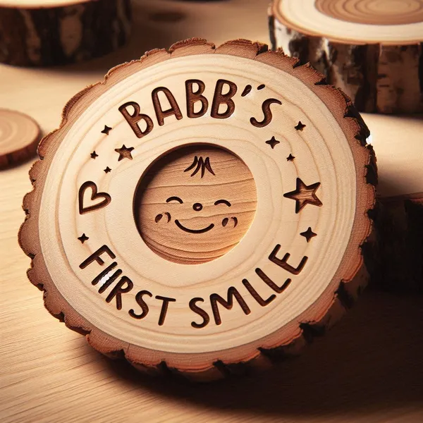 Baby'S_First_Smile_Engraved_On_Wood_Frame_For_1St_Birthday