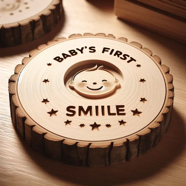 Baby'S_First_Smile_Engraved_On_Wood_Frame_For_1St_Birthday