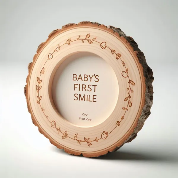 Baby'S_First_Smile_Engraved_On_Wood_Frame_For_1St_Birthday