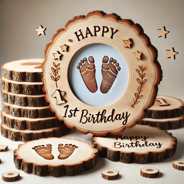 Baby'S_First_Smile_Engraved_On_Wood_Frame_For_1St_Birthday