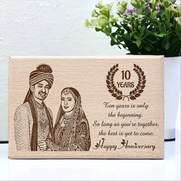 10_Years_Together_Engraved_On_Wood_Frame_For_10Th_Anniversary